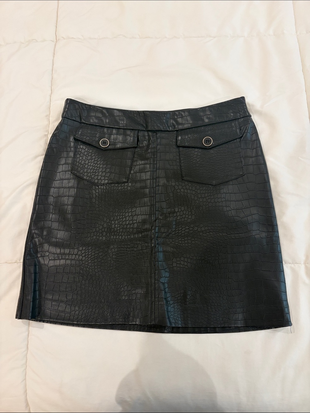 Zara Black Croc Mini Skirt